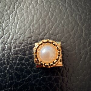 Gold Pearl Italian Charm Link – Vintage Glam Statement